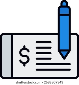 Ilustração vetorial de Paycheck, conceito de pagamento de salário e renda de funcionário, folha de pagamento e design de gerenciamento financeiro. Ícone Linha Preenchida