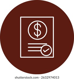 Paycheck Vector Line Circle Icon Design