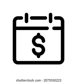 Payday calendar icon, simple vector line style, editable stroke