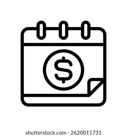 Payday Calendar Vector for Salary and Payment Date Reminder. Financial planning and money schedule icon