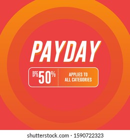 Payday Disc Up To 50% Red Background Design