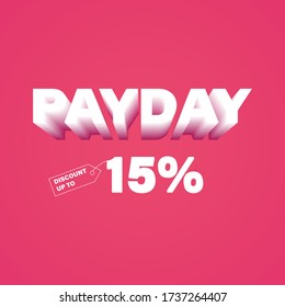 Payday Discount Up To 15% Pink Background