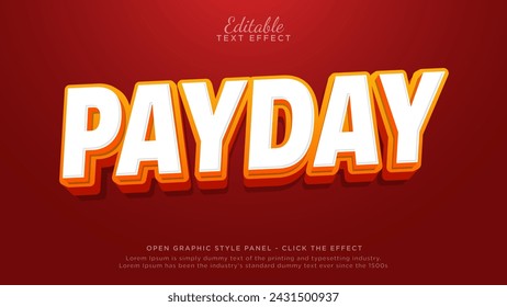 Efecto de texto editable Payday. Plantilla de estilo de texto 3d de venta