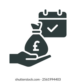 Payday icon	vector illustration. Pound currency