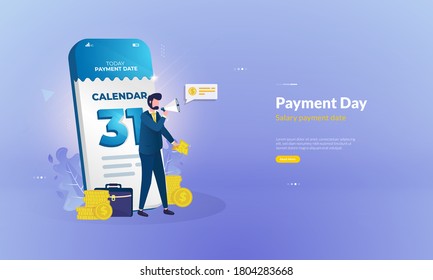 Payday illustration concept with last day or 31st day on mobile calendar