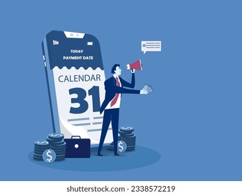 Payday illustration concept with last day or 31st day on mobile calendar. vector illustration.