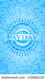 Payday light blue emblem with triangle mosaic background