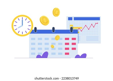 Payday loans monthly salary online, calendar money concept. Vector illustration.