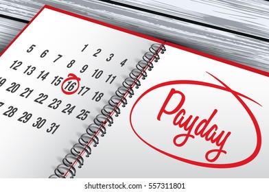 Payday mark on calendar vector illustration