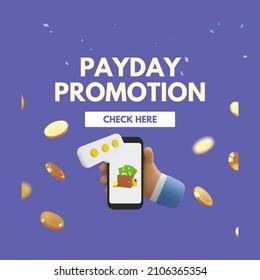 Payday Promotion Design With Hand and Phone Select Wallet Money Concept
