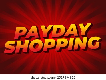 Payday shopping. diseño de efecto de texto en colores modernos con estilo 3D