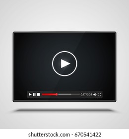 Payer video frame on the white background. Vector illustration