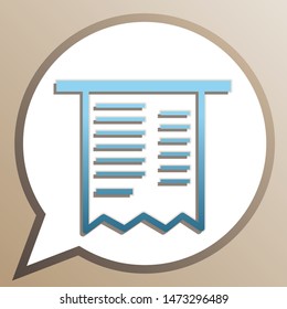 Paying bills concept. Bright cerulean icon in white speech balloon at pale taupe background. Illustration.