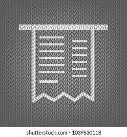 Paying bills concept. Payment of utility, bank, restaurant and other bills sign illustration. Vector. White knitted icon on gray knitted background. Isolated.