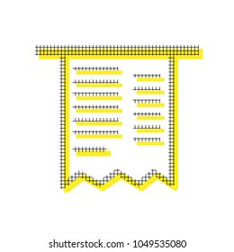 Paying bills concept. Payment of utility, bank, restaurant and other bills sign illustration. Vector. Yellow icon with square pattern duplicate at white background. Isolated.