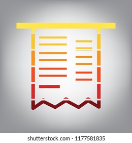 Paying bills concept. Payment of utility, bank, restaurant and other bills sign illustration. Vector. Horizontally sliced icon with colors from sunny gradient in gray background.