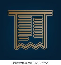 Paying bills concept. Payment of utility, bank, restaurant and other bills sign illustration. Vector. Golden icon and border at dark cyan background.