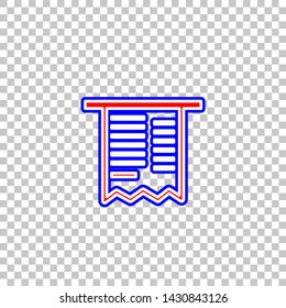 Paying bills concept. Red, white and contour icon at transparent background. Illustration.