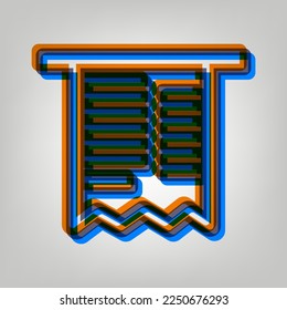 Paying bills concept. Stroked Icon in orange, azure and old lavender Colors at gray Background. Illustration.