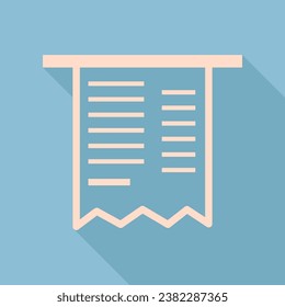 Paying bills concept. Unbleached silk Icon with very long shadow at dark sky blue background. Illustration.