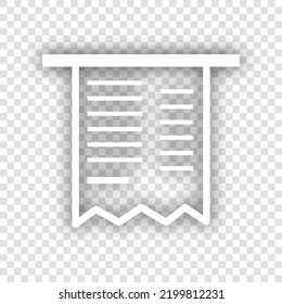 Rechnungsstellung Konzept. Weißes Symbol mit heruntergefallenem natürlichem grauem Schatten auf transparentem Hintergrund. Illustration.