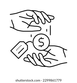 paying borrowed funds creditor line icon vector. paying borrowed funds creditor sign. isolated contour symbol black illustration