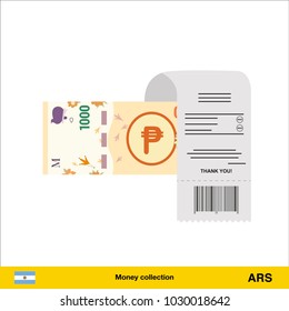 Paying by cash and invoice.  Peso banknote. Real Estate Concept vector illustration.