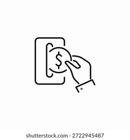 pagando com ícone moeda sinal vetor