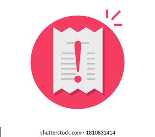 Paying Due Bill Deadline, Urgent Important Payment Warning Notice Icon Vector Reminder, Expired Overdue Receipt Caution Invoice, Pay Expiration Notification Flat Cartoon Symbol