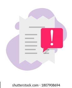 Paying Due Bill, Payment Warning Fraud Icon Vector Notice Reminder Symbol, Urgent Caution Expired Overdue Receipt Invoice, Financial Important Deadline Pay Expiration Notification Flat Cartoon Modern