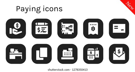  paying icon set. 10 filled paying icons. Simple modern icons about  - Payment, Cheque, Card, Invoice, Cash machine, Cards, Cashier, Payment terminal
