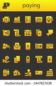 paying icon set. 26 filled paying icons.  Simple modern icons about  - Invoice, Payment, Cashier, Receipt, Card, Cards, Cheque, Payment method, Cash machine, Payment terminal
