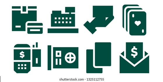 paying icon set. 8 filled paying icons.  Collection Of - Payment terminal, Payment, Card, Cashier, Cards, Payment method, Invoice