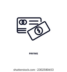paying icon. Thin line paying icon from commerce and marketing collection. Outline vector isolated on white background. Editable paying symbol can be used web and mobile