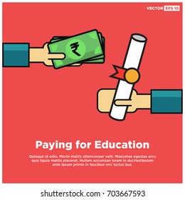 Paying Money for Higher Education Degree with Rupee in Cash And Text Box Template