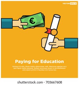 Paying Money for Higher Education Degree with Euro in Cash And Text Box Template