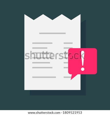 Paying overdue bill, due payment warning expired icon vector notice reminder symbol, fraud urgent caution receipt invoice, financial important deadline pay expiration notification flat cartoon symbol