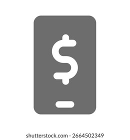 Paying and payment with phone vector icon. Smartphone and mobile banking symbol.