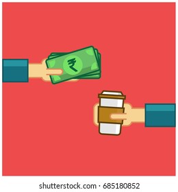 Paying Rupees for Coffee