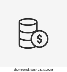 Paying server icon isolated on background. Database symbol modern, simple, vector, icon for website design, mobile app, ui. Vector Illustration