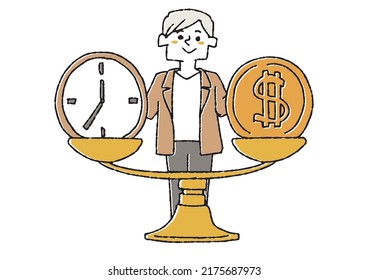 Pagando por el tiempo dedicado Concepto arte sobre cómo la gente moderna utiliza el tiempo