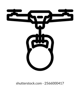 payload attachment unmanned aerial vehicle line icon vector. payload attachment unmanned aerial vehicle sign. isolated contour symbol black illustration