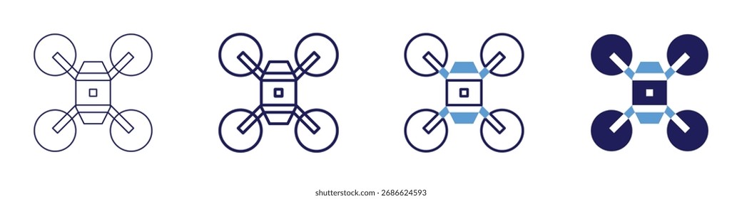 Ícone de capacidade de carga útil em 4 estilos diferentes. Linha Fina, Linha, Linha Negrito, Duotônico. Estilo duotônico. Traçado editável.