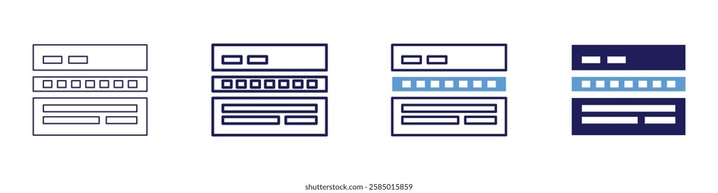 Payment account management icon in 4 different styles. Thin Line, Line, Bold Line, Duotone. Duotone style. Editable stroke.