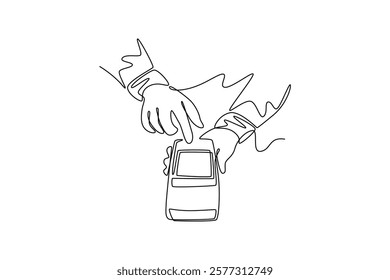 Payment activity concept. Single line draw design vector graphic illustration.	