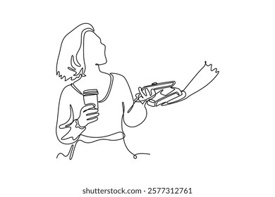 Payment activity concept. Single line draw design vector graphic illustration.	