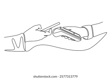 Payment activity concept. Single line draw design vector graphic illustration.	
