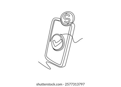 Payment activity concept. Single line draw design vector graphic illustration.	