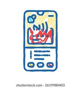 payment app nfc technology doodle icon sketch vector. payment app nfc technology sign. isolated symbol illustration