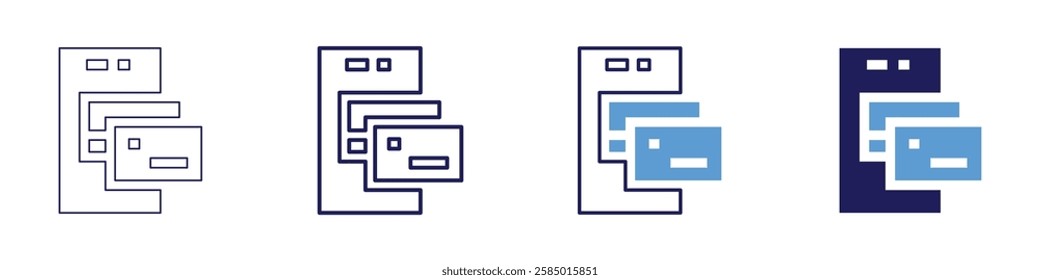 Payment application icon in 4 different styles. Thin Line, Line, Bold Line, Duotone. Duotone style. Editable stroke.